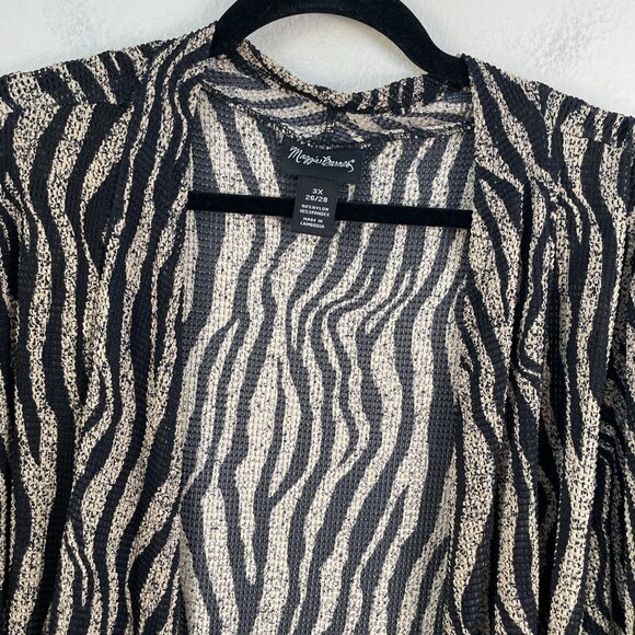 Maggie Barnes Womens Plus 3X 26/28 Zebra Open Front Cardigan Lightweight Knit - Picture 7 of 10